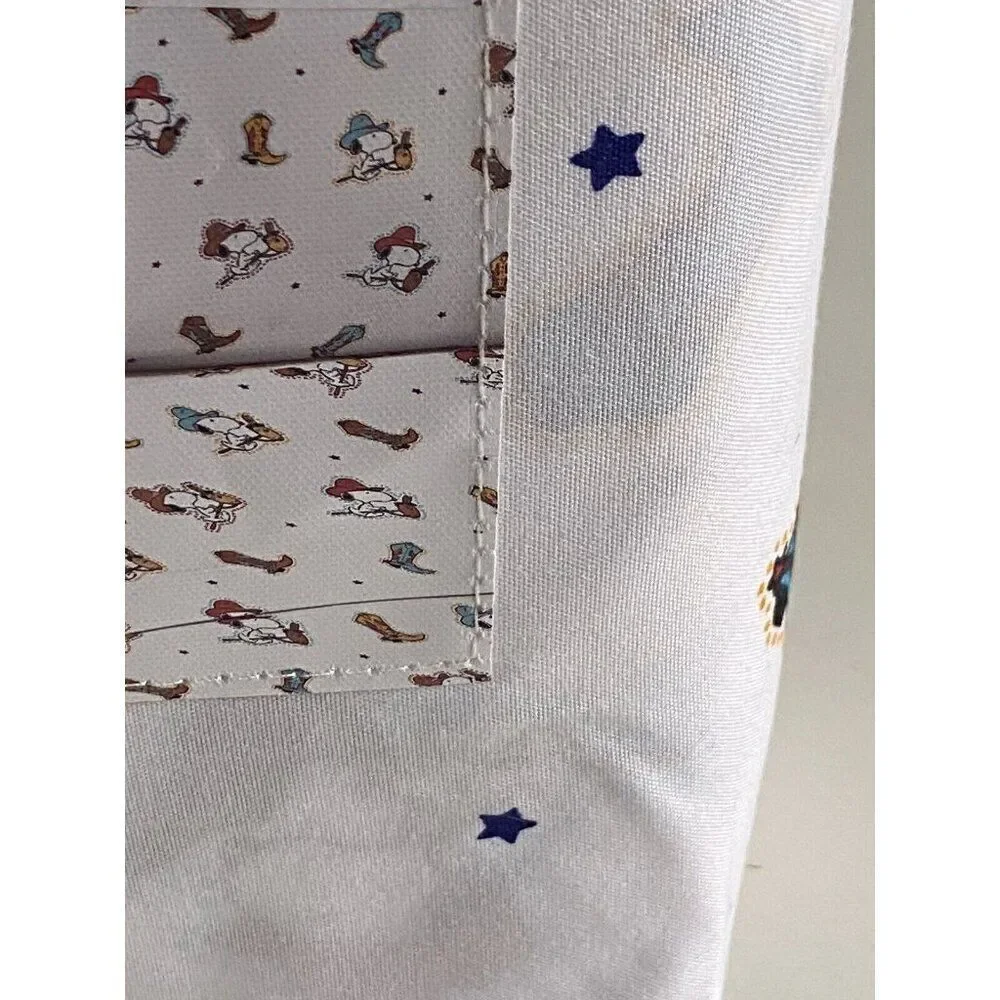 4 Pc PEANUTS Snoopy Cowboy QUEEN Sheet Set By Berkshire Super‎ Soft White NEW